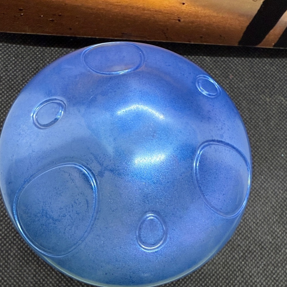 Whimsical Resin with Blue, White Mushroom Jar - Picture 3 of 4